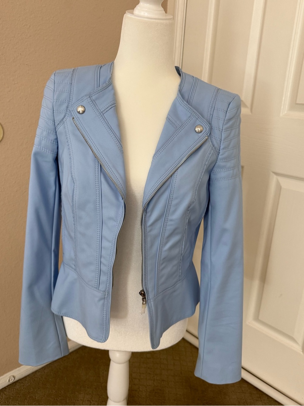 White House Black Market/ Light Blue Women’s Moto Jacket